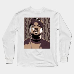 Ice cube rapper vintage, brown poster vector Long Sleeve T-Shirt